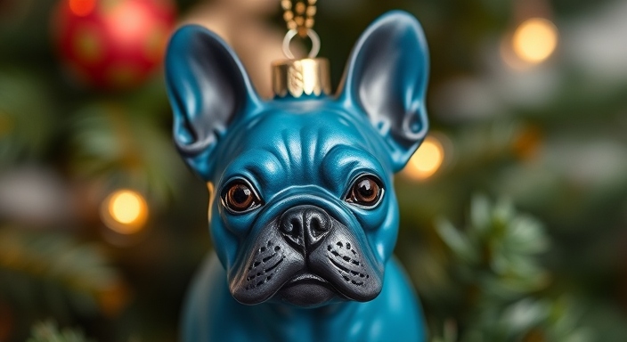 Blue French Bulldog Ornaments