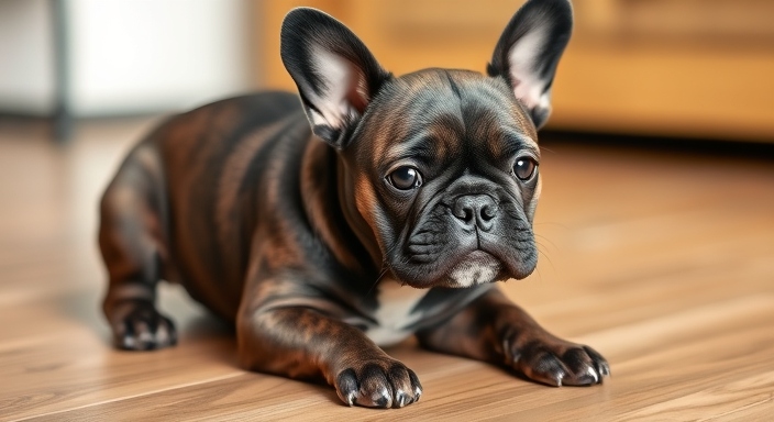 Brindle Fluffy French Bulldog