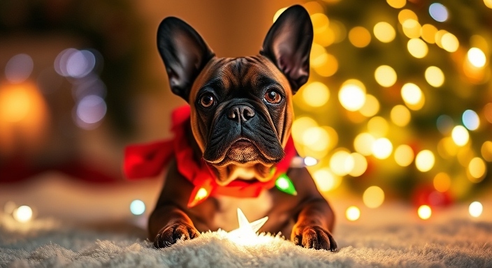 french bulldog christmas lights