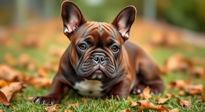 full grown chocolate french bulldog