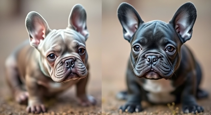 Lilac French Bulldog vs. Blue