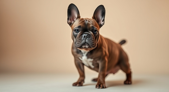 uncropped french bulldog with tail